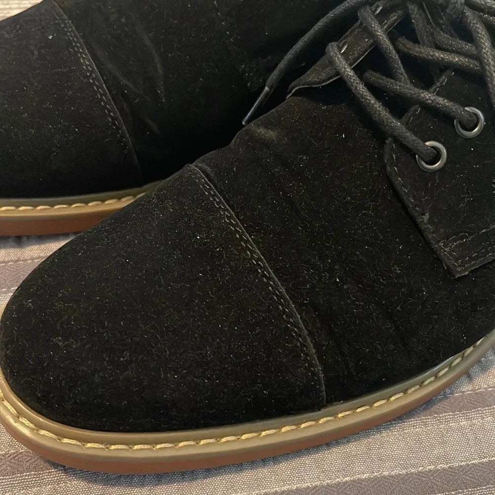 Alfani Owen Derby Oxfords Size 9.5M Cap Toe Lace Up Dress Shoes Black Felt NWB